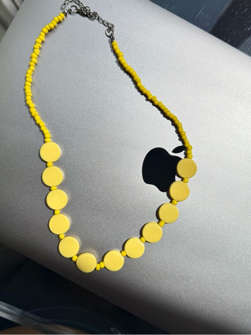 Vintage Yellow Beaded Choker Necklace